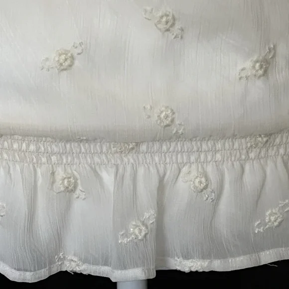 Abercrombie Fitch Sz XS Sheer Blouse Ruffles Elastic Waist Embroidered Victorian - Picture 8 of 16